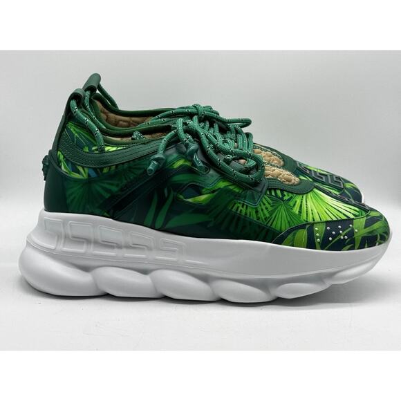 Versace Chain Reaction Sneaker Mens US 5 EU 38 Green Emerald DSU7071E - Picture 1 of 11